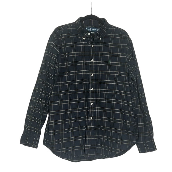 Polo Ralph Lauren Button Down Shirt Plaid Navy Green Yellow Size XL Pony - Picture 1 of 8